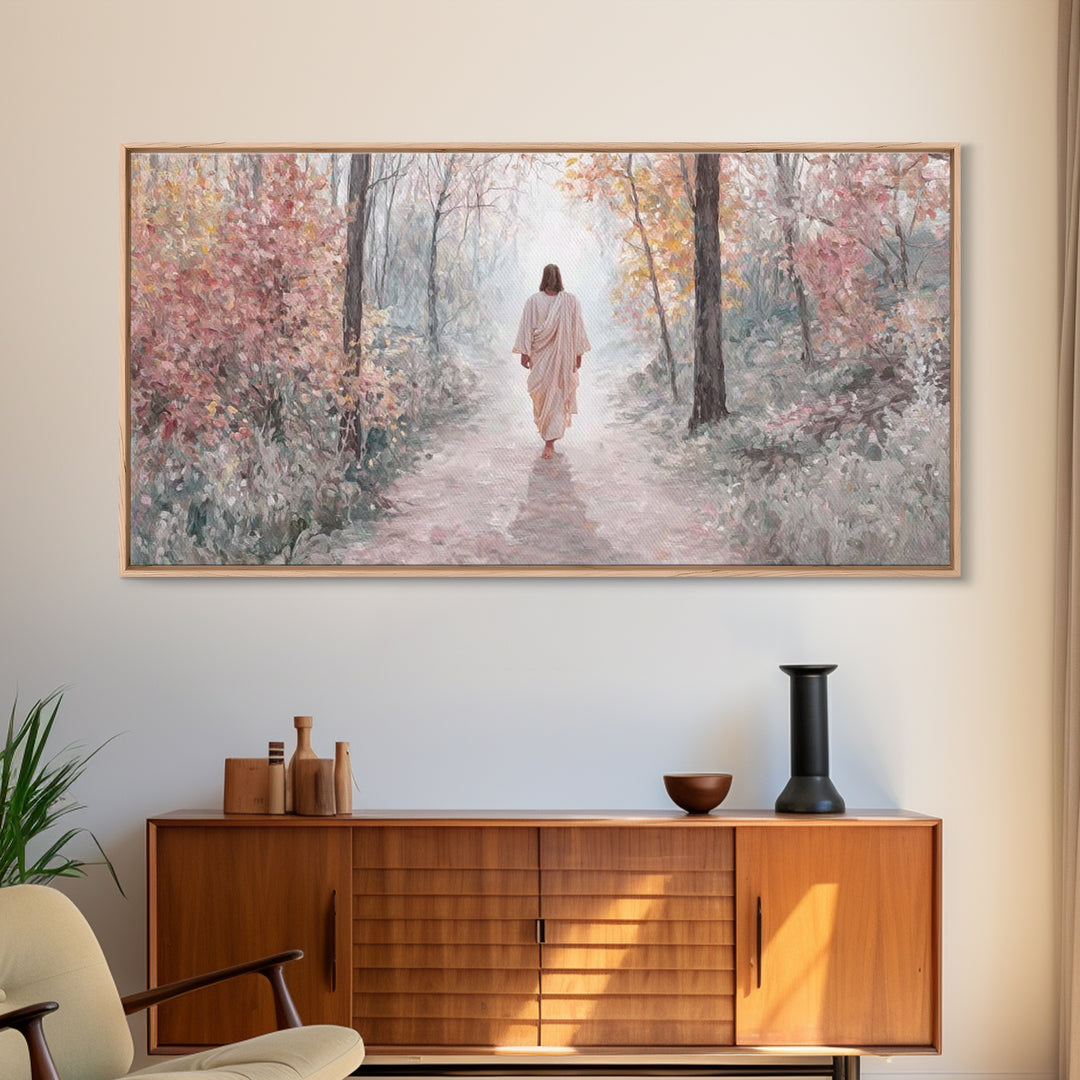 Soft Heavenly Road | Framed Canvas Print | Christian Art Canvas | Jesus Painting | Christian Wall Art | Christian Decor