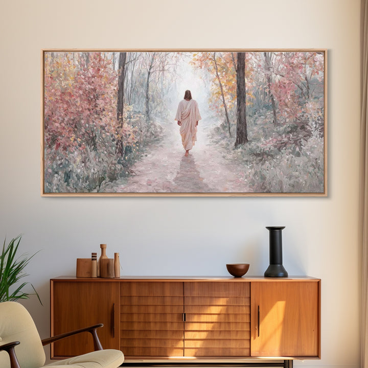 Soft Heavenly Road | Framed Canvas Print | Christian Art Canvas | Jesus Painting | Christian Wall Art | Christian Decor