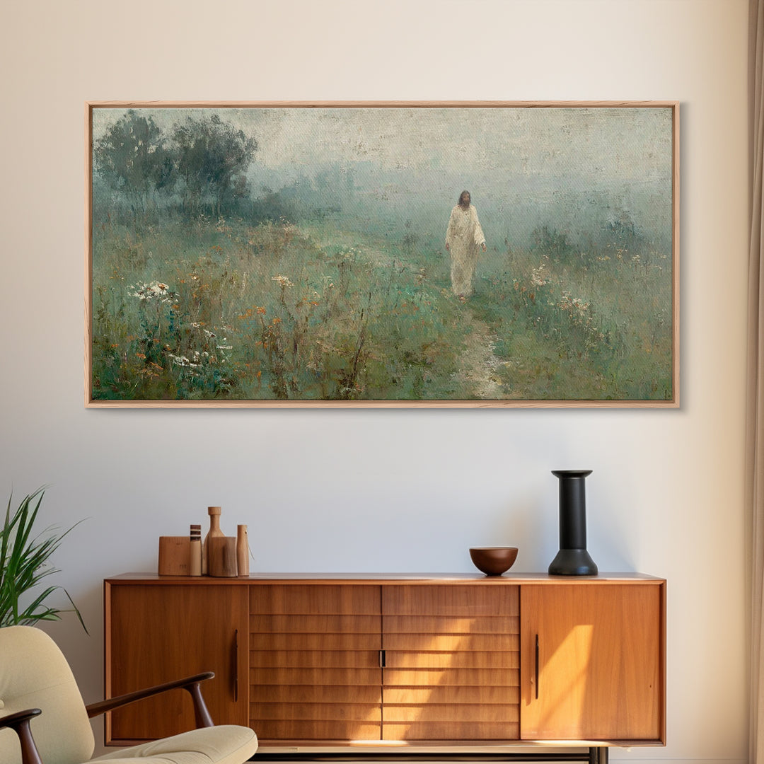 Autumn Shepherd Walk – Framed Canvas Print – Christian Art Canvas – Christian Painting – Christian Wall Art – Christian Gift