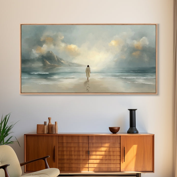 Heavenly Shore – Framed Canvas Print – Christian Christmas Art – Christian Art Canvas – Jesus Painting – Christian Wall Art – Large Christi