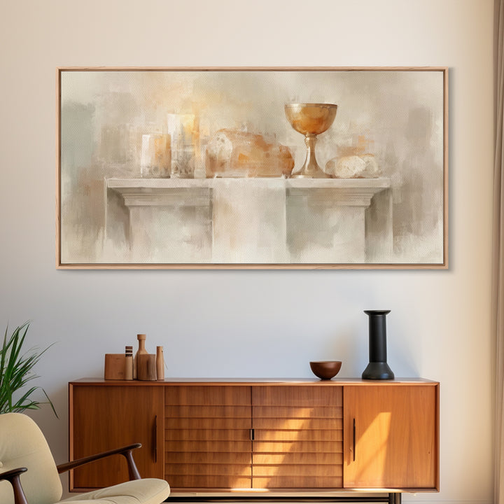 Golden Chalice Light | Framed Canvas Print | Christian Art Canvas | Christian Wall Art | Minimalist Christian Art | Christian Decor | Chris