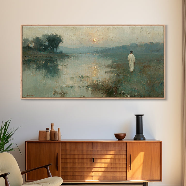 Lowland Dawn – Framed Canvas Print – Christian Art Canvas – Christian Wall Art – Jesus Painting – Subtle Christian Art – Christian Gift Ide