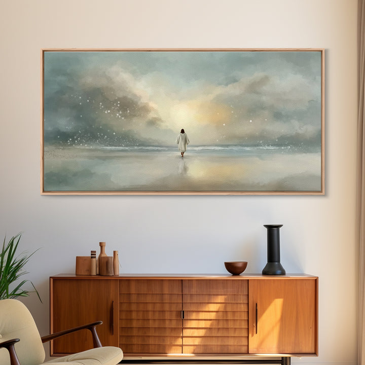 Heaven’s Glow – Framed Canvas Print – Christian Wall Art – Jesus Painting – Christian Art Canvas – Modern Christian Art – Christmas Art Pri