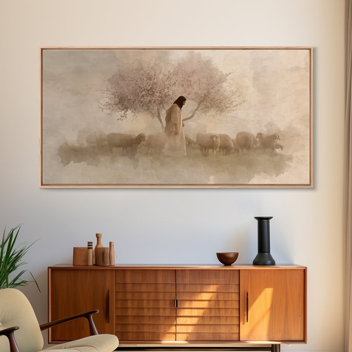 Gentle Shepherd – Framed Canvas Print – Christian Art Canvas – Jesus Painting – Christian Wall Art – Christian Art Print – Christian Christ