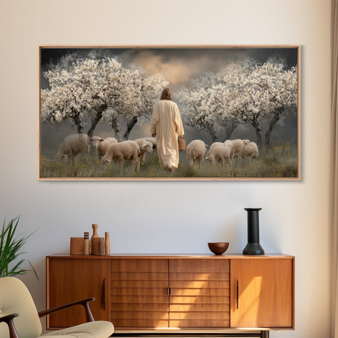 Orchard Guardian – Framed Canvas Print – Christian Art Canvas – Jesus Painting – Christian Wall Art – Moody Christian Art – Christian Art G