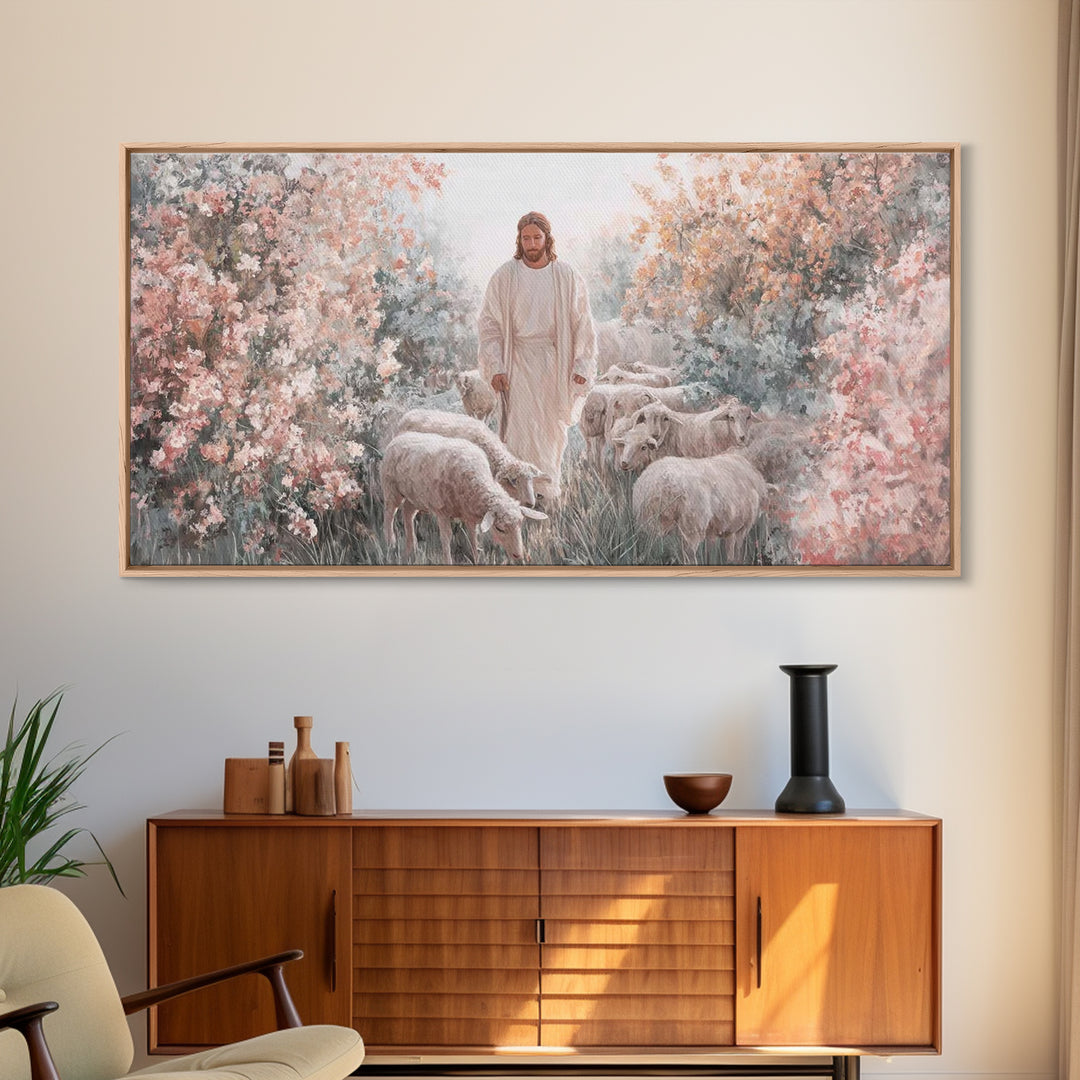 Blossoms Of Grace – Framed Canvas Print – Christian Wall Art – Jesus Painting – Christian Decor – Christian Art Canvas – Christmas Art