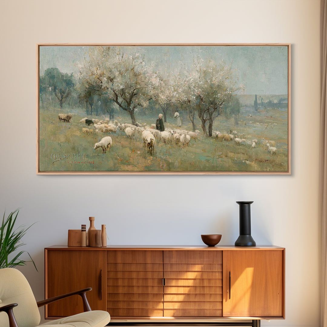 Spring Orchard Peace, Framed Canvas Print, Jesus Painting, Christian Wall Art, Christmas Art, Christian Art Canvas, Christian Decor