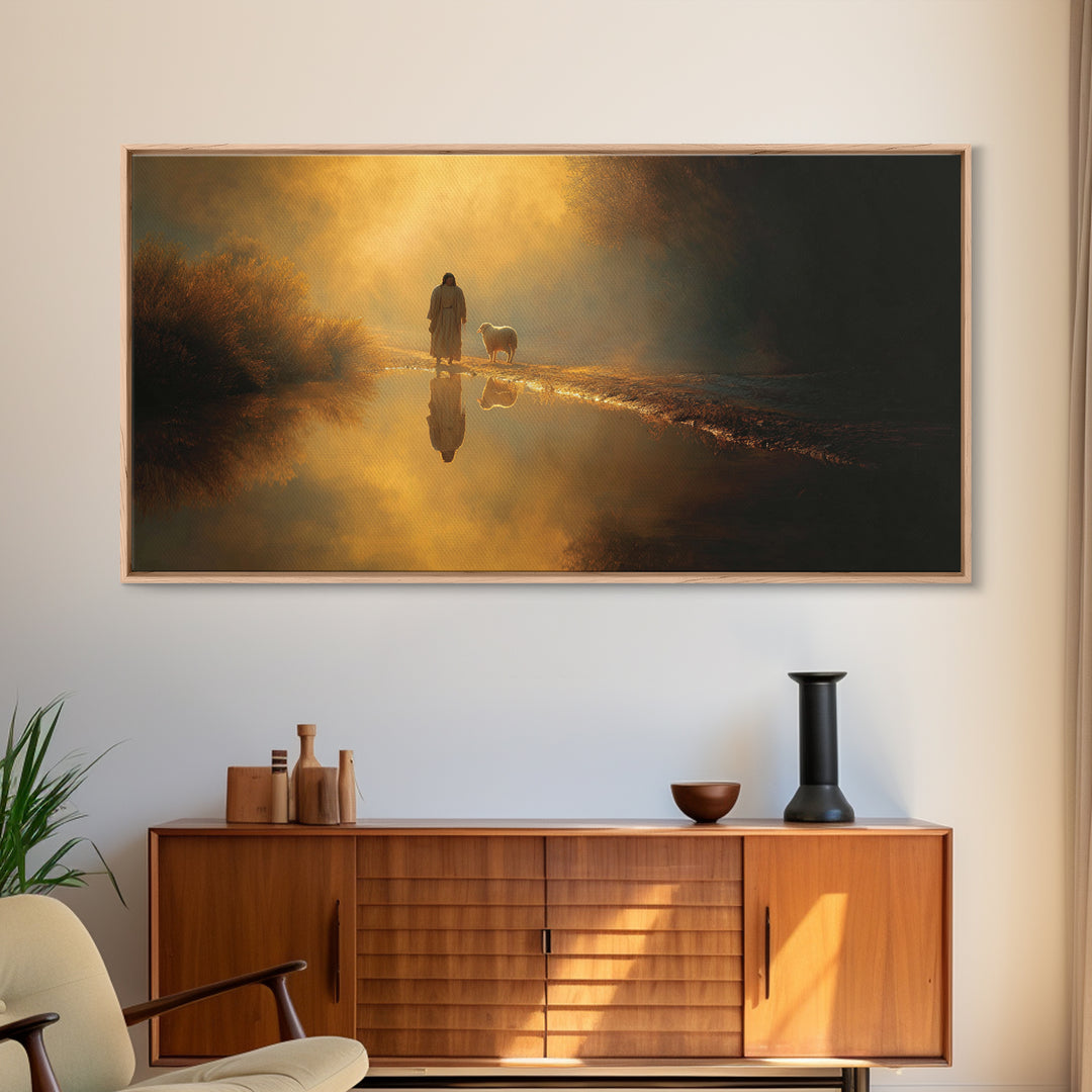 Evening Hopefall | Framed Canvas Print | Jesus Painting | Christian Wall Art | Christian Decor | Christmas Art | Christian Art Canvas