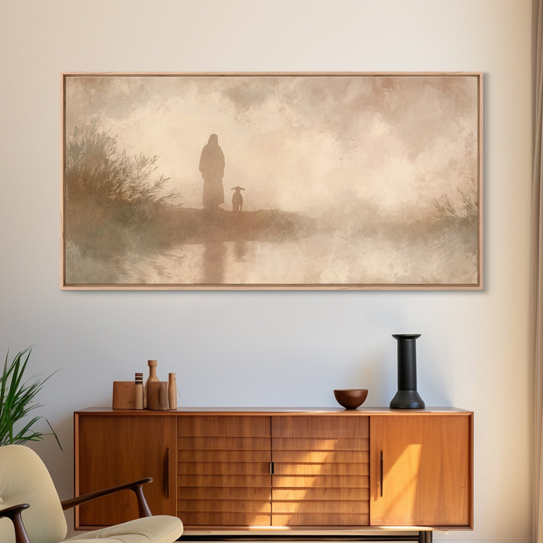 Heavenward Stroll – Framed Canvas Print – Christian Wall Art – Christian Art Canvas – Christian Decor – Christmas Art – Jesus Painting