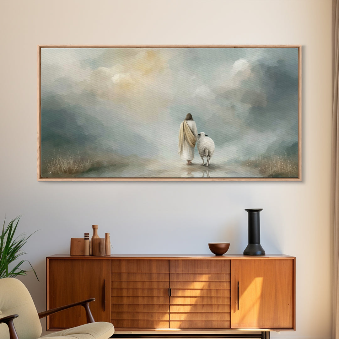 Heaven’s Quiet Walk, Framed Canvas Print, Christian Art Canvas, Jesus Painting, Christian Wall Art, Christian Decor, Christian Gift Ideas