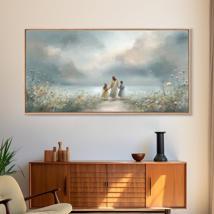 Distant Shore Peace – Framed Canvas Print – Christian Art Canvas – Christian Wall Art – Jesus Painting – Christian Decor – Christian Art