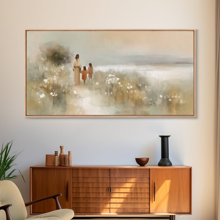 Golden Coast Promise – Framed Canvas Print – Christian Art – Jesus Painting – Christian Art Canvas – Christian Wall Art – Christian Decor