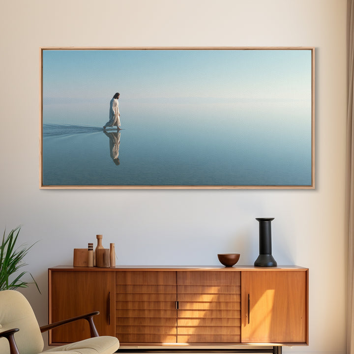 Calm Horizon Light | Framed Canvas Print | Christian Wall Art | Jesus Painting | Christian Art Canvas | Christian Christmas Art | Christian