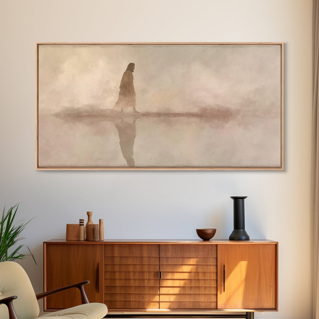 Desert Mist Peace, Framed Canvas Print, Christian Wall Art, Jesus Painting, Christian Art Canvas, Christian Gift, Christian Christmas Art