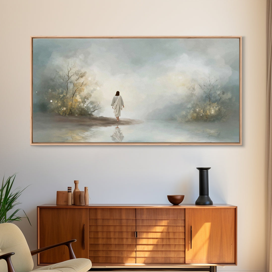 Sacred Still Waters – Framed Canvas Print – Christian Art Canvas – Jesus Painting – Christian Christmas Art – Christmas Art – Christian Wal