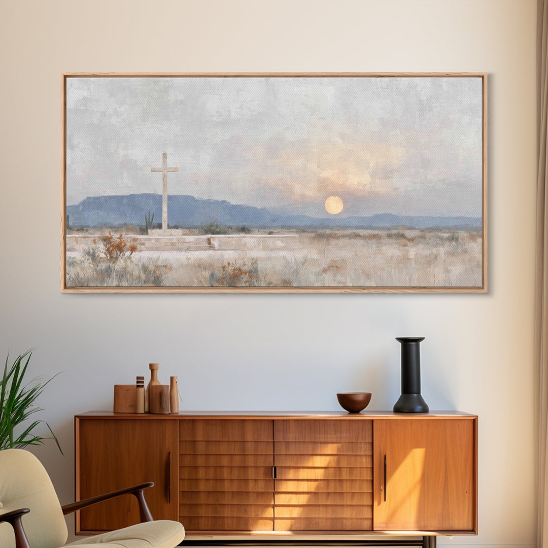 Cross Of The Horizon – Framed Canvas Print – Christian Wall Art – Christian Art Canvas – Christian Painting – Christian Decor – Christmas W