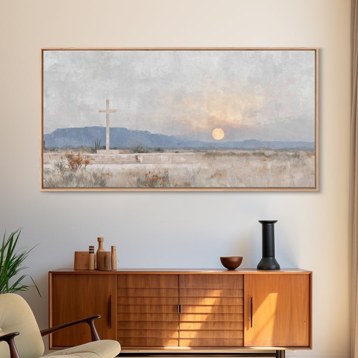 Cross Of The Horizon – Framed Canvas Print – Christian Wall Art – Christian Art Canvas – Christian Painting – Christian Decor – Christmas W
