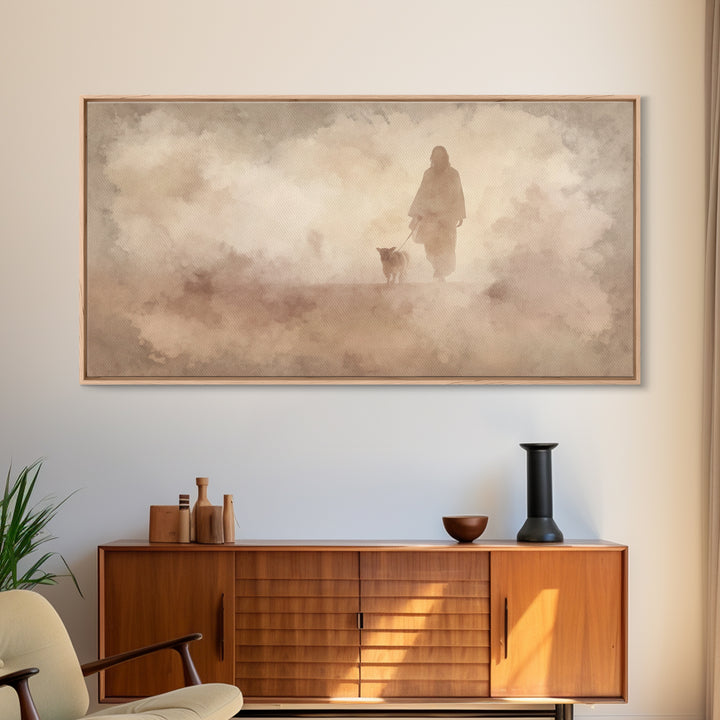 Shepherd And Lamb – Framed Canvas Print – Christmas Art – Jesus Painting – Christian Wall Art – Christian Art Canvas – Christian Christmas