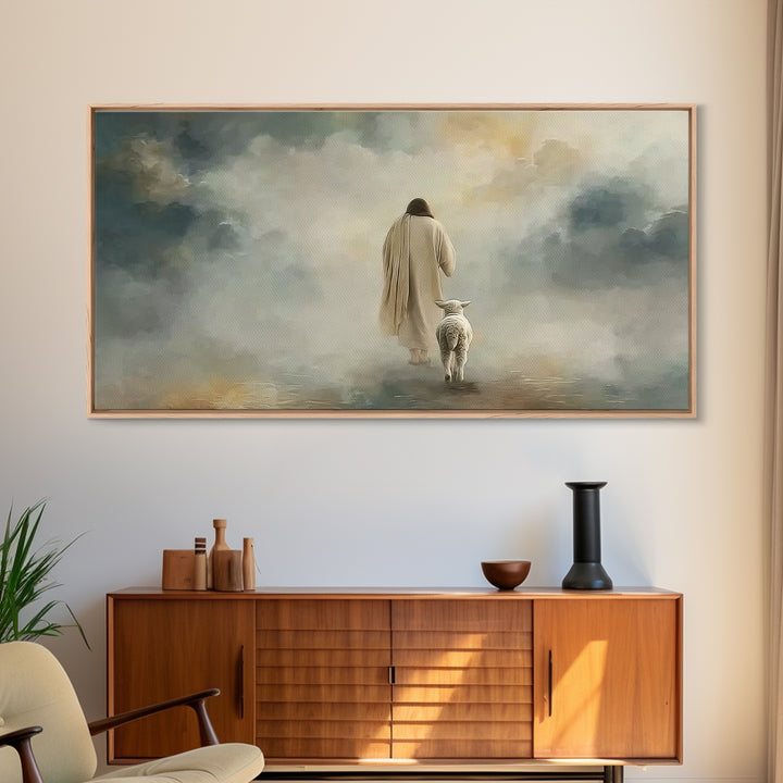 Shepherds In Light – Framed Canvas Print – Christian Wall Art – Christian Art – Jesus Painting – Christian Christmas Art – Gift Ideas