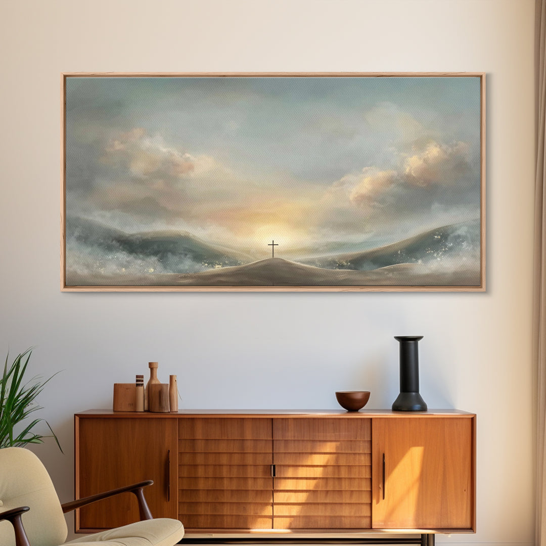 Dawn Of Salvation – Framed Canvas Print – Christian Wall Art – Christian Art Canvas – Minimalist Christian Art – Christian Decor – Christia