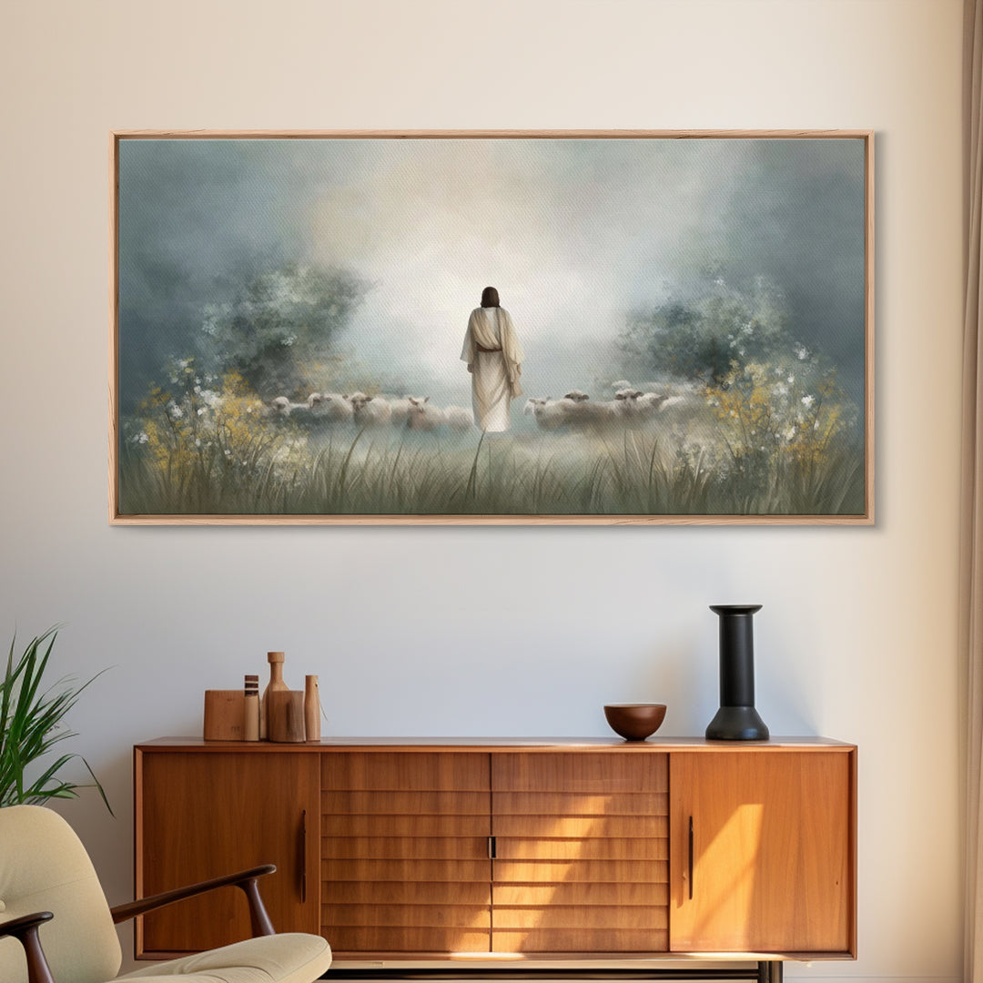 Radiant Flock Dawn – Framed Canvas Print – Jesus Painting – Christian Art Canvas – Christian Wall Art – Christian Christmas Art – Faith Art