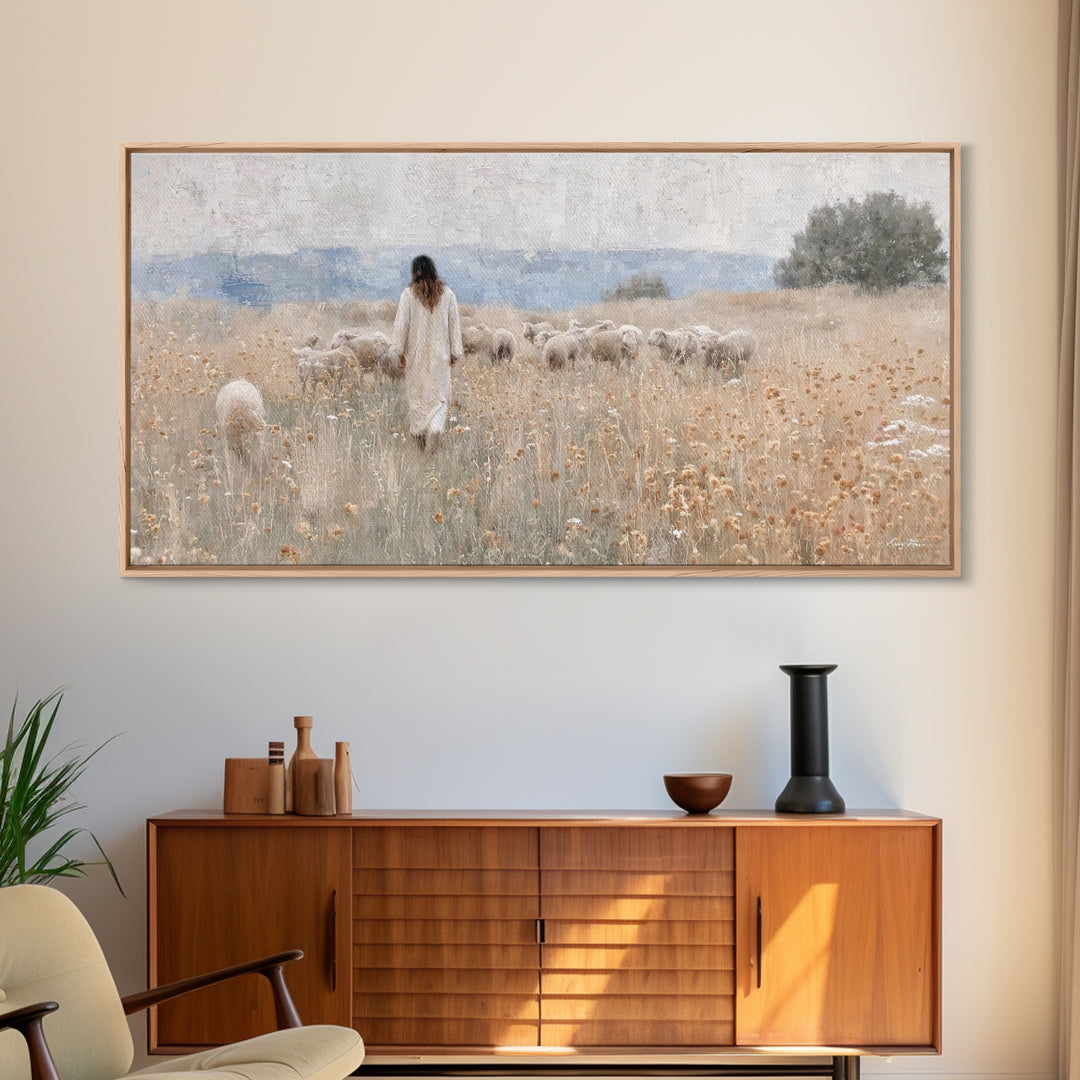 Shepherds Of Grace – Framed Canvas Print – Christian Wall Art – Jesus Painting – Christian Art Canvas – Christian Christmas Art – Christian