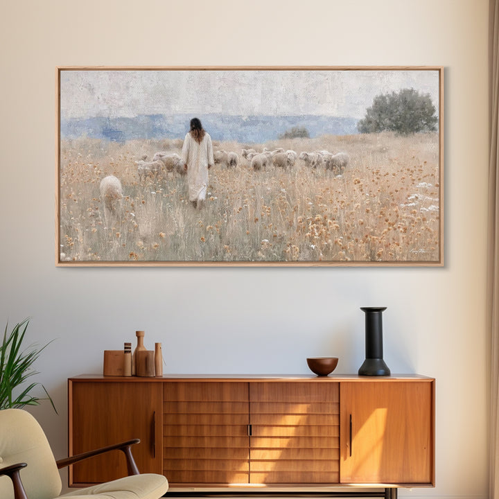 Shepherds Of Grace – Framed Canvas Print – Christian Wall Art – Jesus Painting – Christian Art Canvas – Christian Christmas Art – Christian