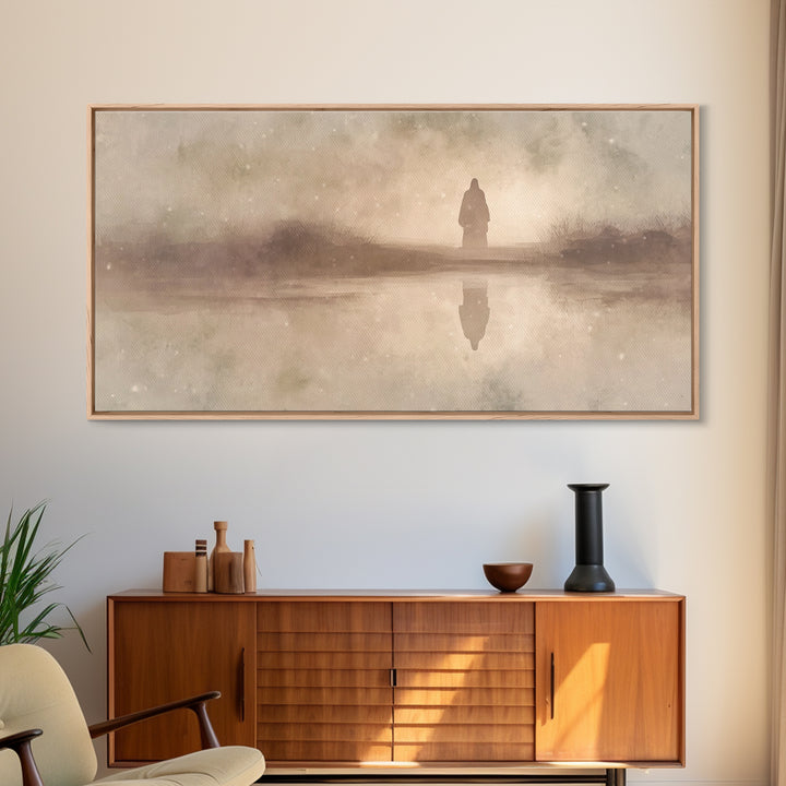 Silent Winter Path, Framed Canvas Print, Christian Art Canvas, Christian Art, Christian Wall Art, Jesus Painting, Christian Christmas Art