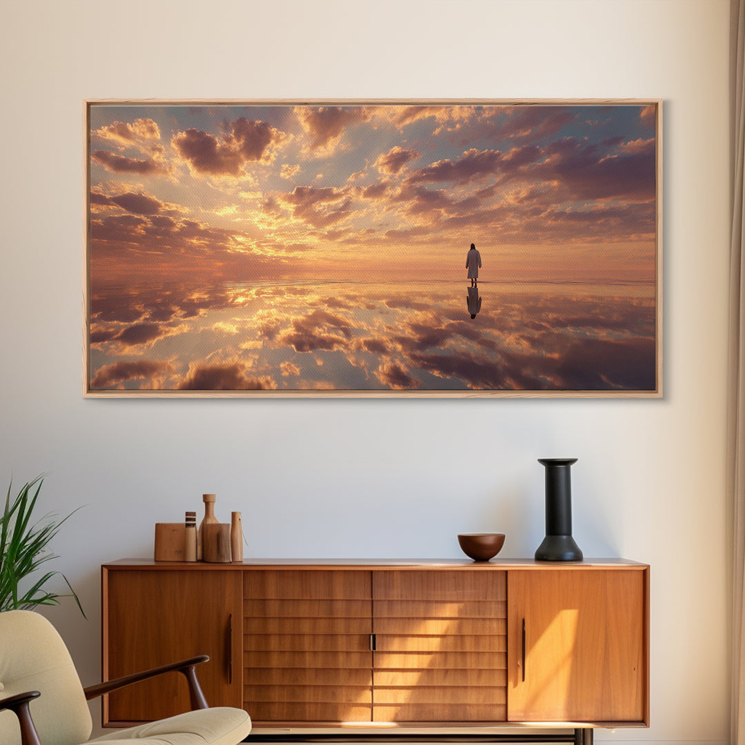 Heaven’s Horizon Walk – Framed Canvas Print – Christian Wall Art – Jesus Painting – Christian Art Canvas – Christian Art – Christmas Art –