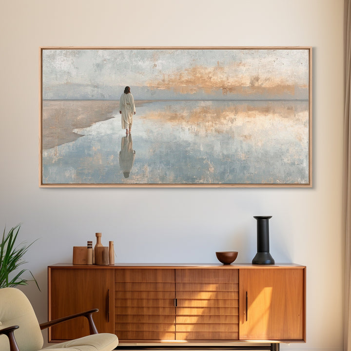 Still Waters, Framed Canvas Print, Christian Art Canvas, Jesus Wall Art, Christian Decor, Christmas Art, Christian Painting, Holiday Art