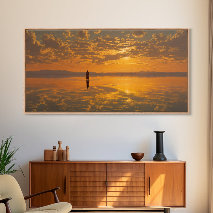 Golden Refuge, Framed Canvas Print, Christian Art Painting, Jesus Canvas Art, Christmas Wall Art, Christian Decor, Modern Christian Art