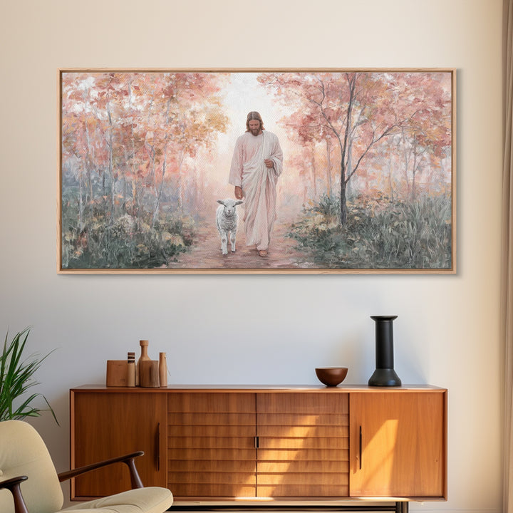 Gentle Shepherd - Framed Canvas Print - Christian Art Canvas - Jesus Wall Art - Christmas Art - Christian Painting - Holiday Art - Faith Ar