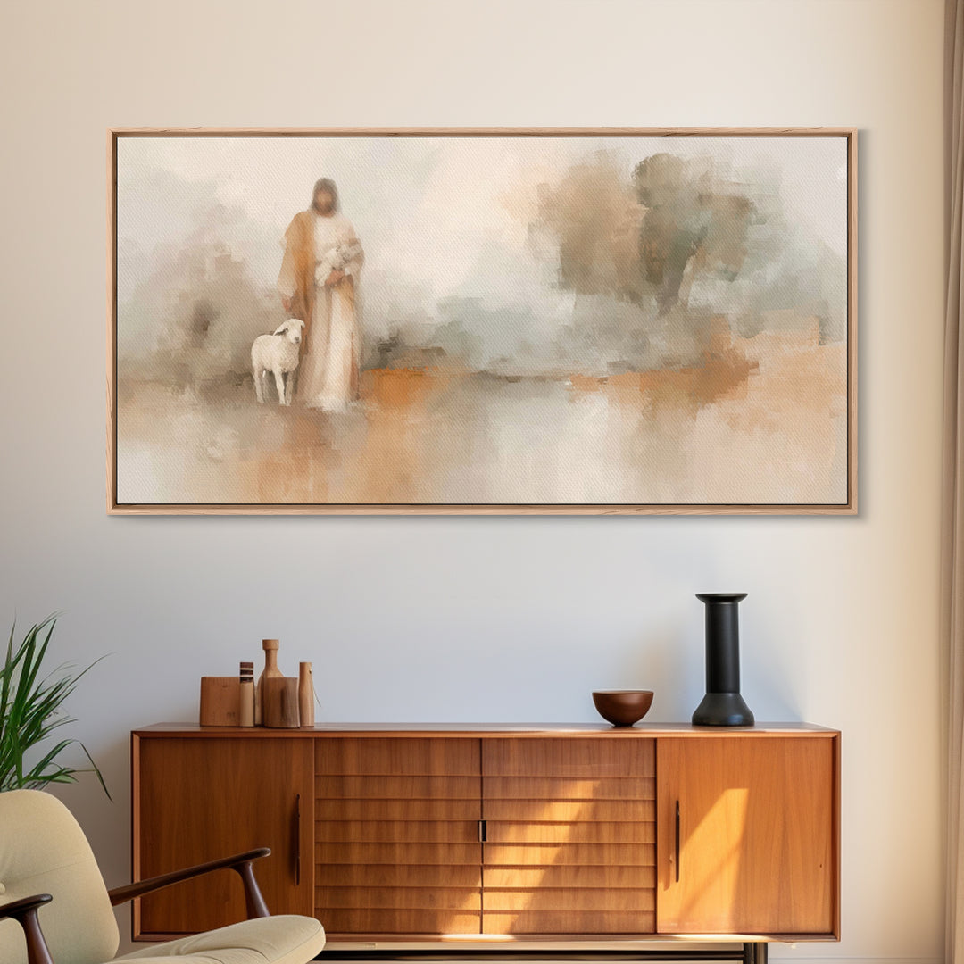 Soft Mercy Walk, Framed Canvas Print, Christian Art Canvas, Jesus Art Print, Christmas Decor, Christian Wall Art, Subtle Christian Art