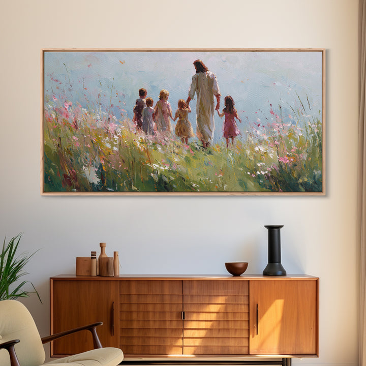 Field Of Blessings, Framed Canvas Print, Christian Art Canvas, Christian Wall Art, Jesus Painting, Christian Christmas Art, Christian Gift