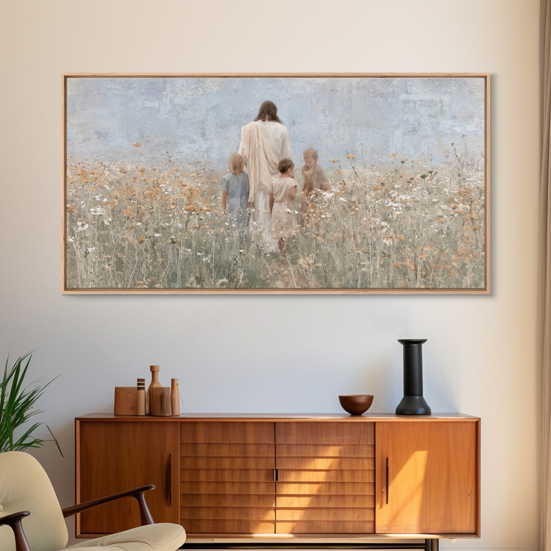 Floral Grace Path | Framed Canvas Print | Christian Wall Art | Christian Art Canvas | Jesus Painting | Christmas Art Prints | Christian Dec