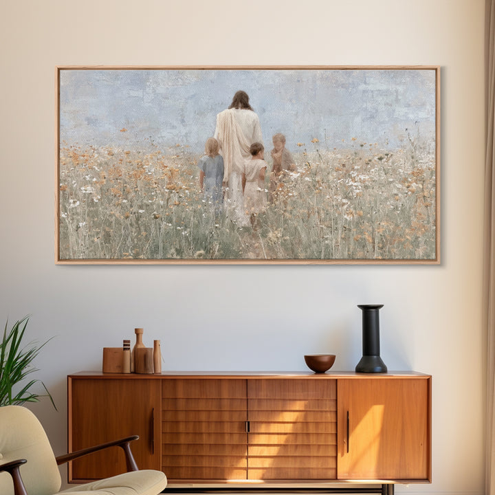 Floral Grace Path | Framed Canvas Print | Christian Wall Art | Christian Art Canvas | Jesus Painting | Christmas Art Prints | Christian Dec