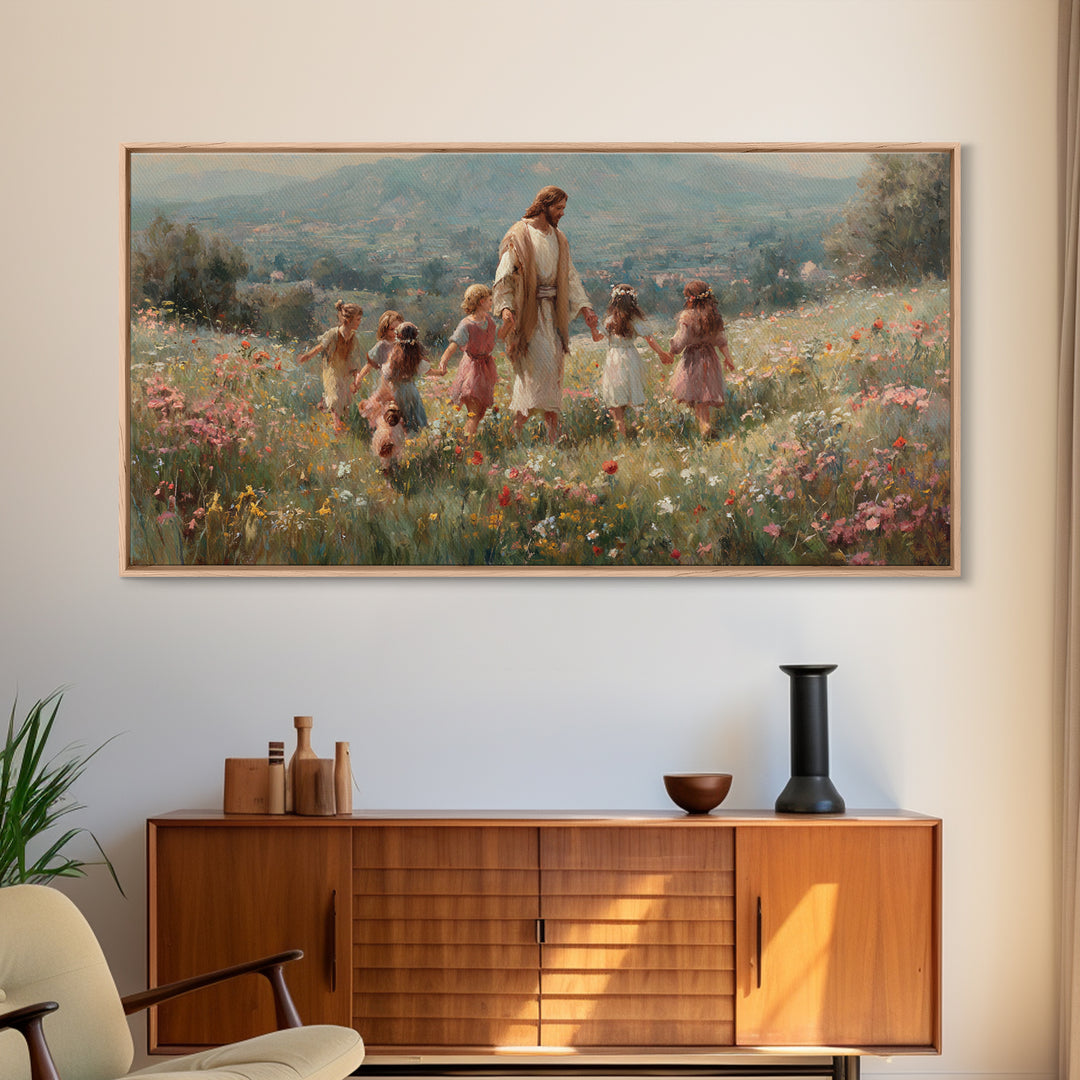 Garden Of Promise – Framed Canvas Print – Christian Art Canvas – Jesus Painting – Christian Wall Art – Christmas Art Prints – Christian Gif