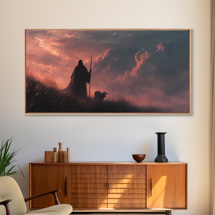 Shepherd’s Peace – Framed Canvas Print – Christian Art Canvas – Jesus Painting – Christmas Art Work – Christian Wall Art – Christian Gift