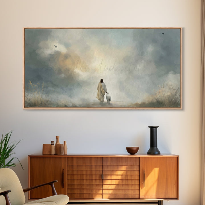 Still Waters Path – Framed Canvas Print – Christian Wall Art – Jesus Painting – Subtle Christian Art – Christian Art Canvas – Christian Chr