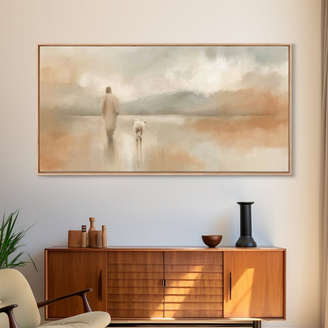 Eternal Light Trail – Framed Canvas Print – Christian Art Print – Jesus Painting – Christian Wall Art – Minimalist Christian Art – Christia