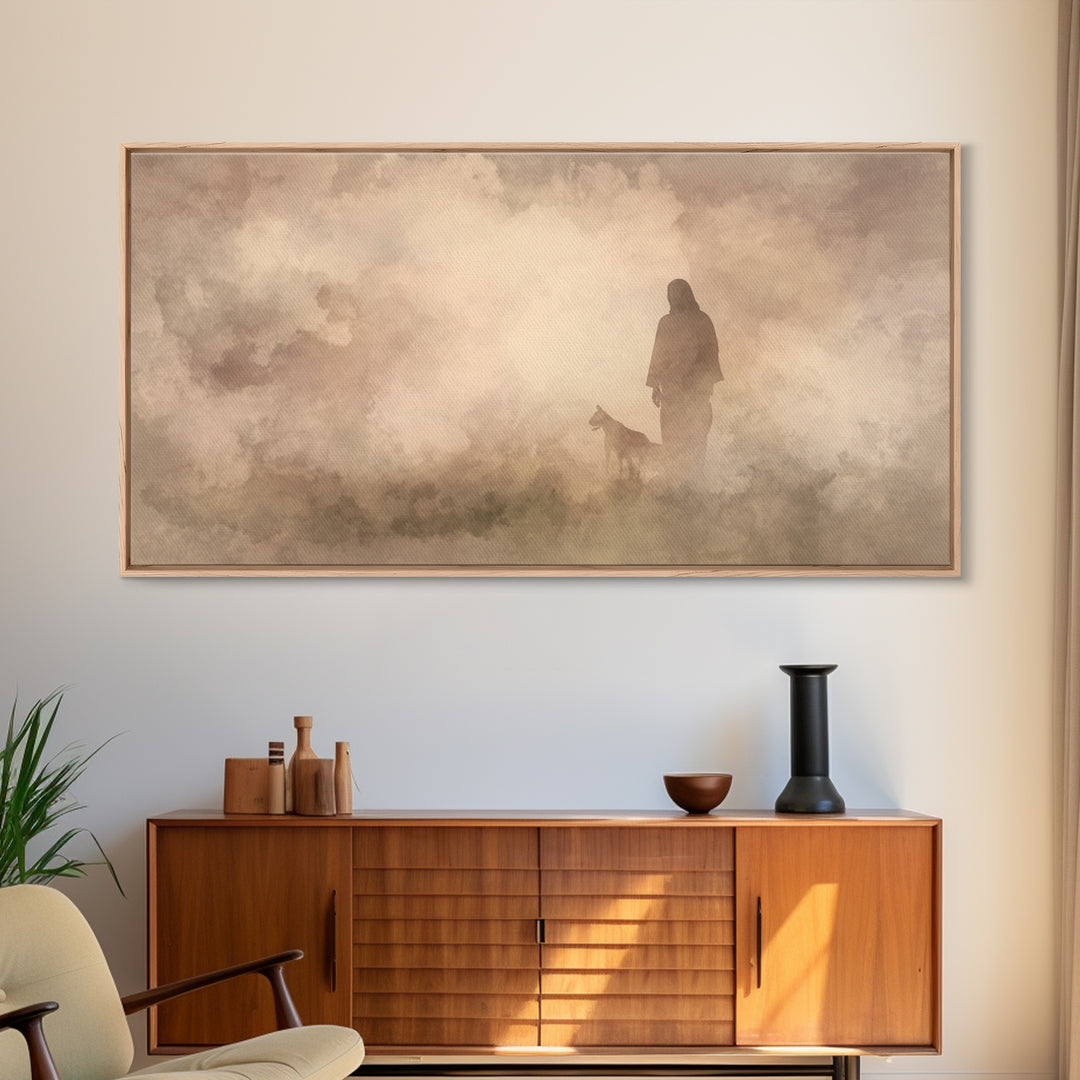 The Silent Shepherd – Framed Canvas Print – Christian Wall Art – Jesus Painting – Christian Art Canvas – Moody Christian Art – Christian De