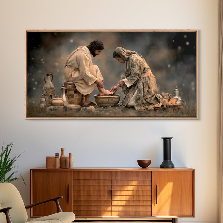 Humble Offering – Framed Canvas Print – Jesus Painting – Christian Art Canvas – Christian Wall Art – Vintage Christian Art – Christian Gift