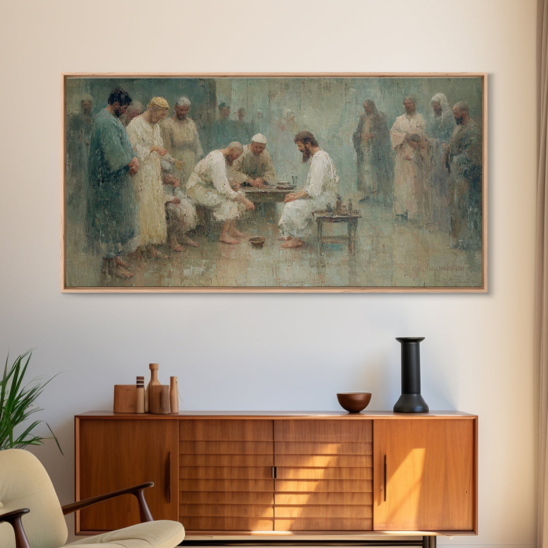 Gathered In Faith – Framed Canvas Print – Christian Art Canvas – Christian Wall Art – Jesus Painting – Subtle Christian Paintings – Christi