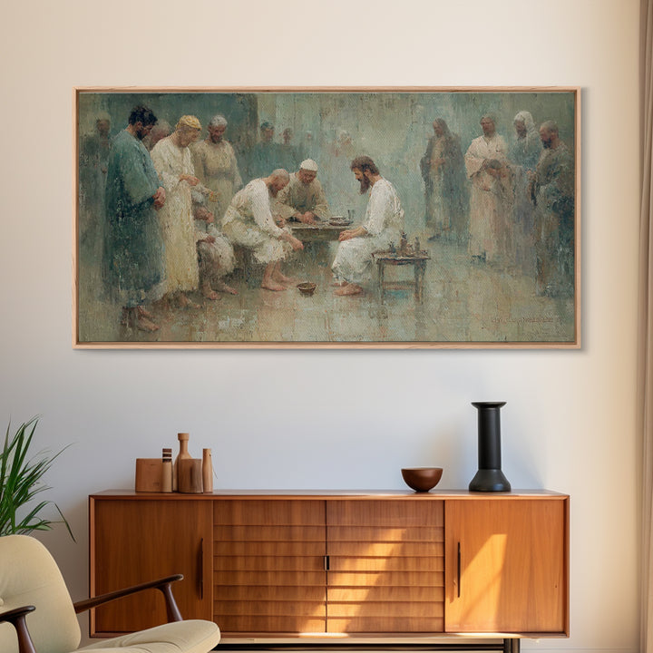 Gathered In Faith – Framed Canvas Print – Christian Art Canvas – Christian Wall Art – Jesus Painting – Subtle Christian Paintings – Christi