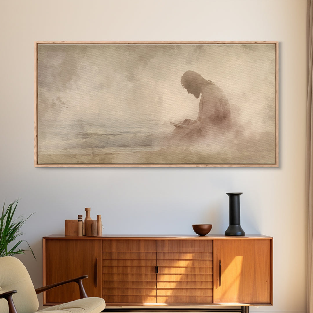 Quiet Harvest Light, Framed Canvas Print, Christian Wall Art, Christian Art Canvas, Abstract Christian Art, Moody Christian Art, Modern Jes