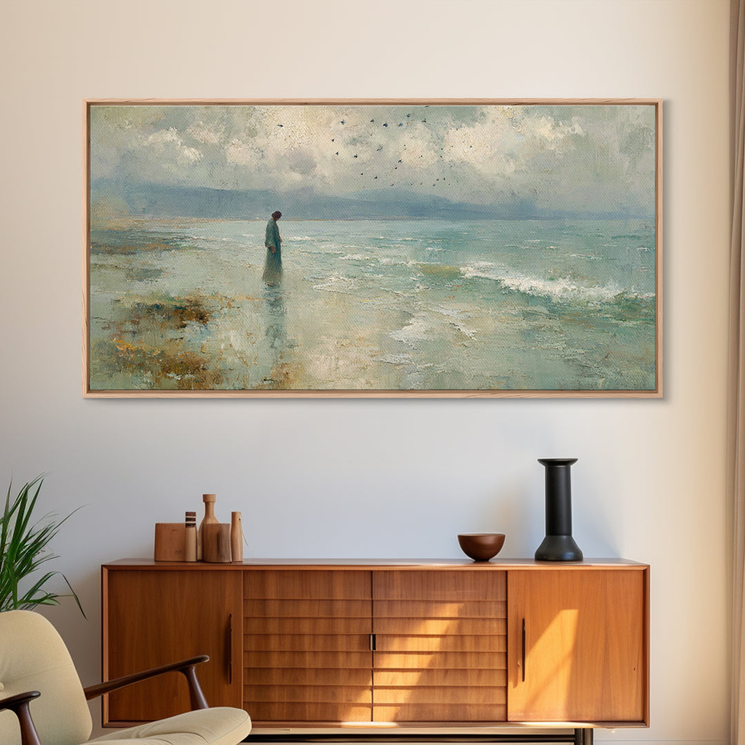 Haven of Peace | Framed Canvas Print | Christian Wall Art | Jesus Canvas Art | Modern Christian Painting | Blue Christian Art | Christian G