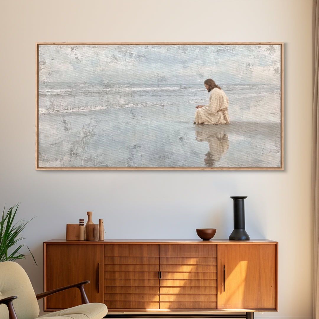 Morning Tide Hope, Framed Canvas Print, Christian Art Prints, Large Christian Art, Moody Christian Art, Christian Painting, Retro Christmas