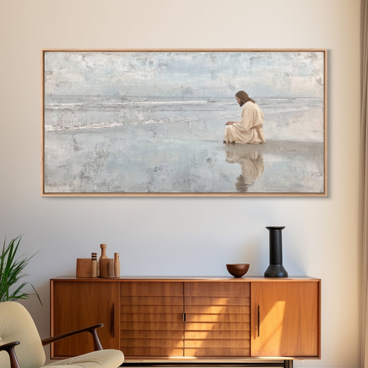 Morning Tide Hope, Framed Canvas Print, Christian Art Prints, Large Christian Art, Moody Christian Art, Christian Painting, Retro Christmas