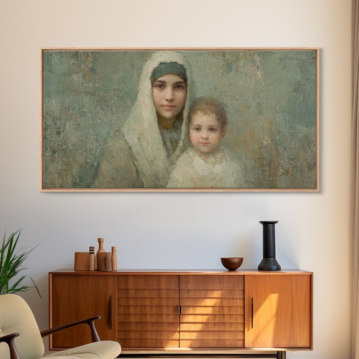 Light Of Mercy – Framed Canvas Print – Christian Wall Art – Christian Art Canvas – Mary And Jesus Painting – Christmas Art – Jesus Art
