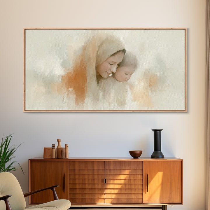 Gentle Dawn – Framed Canvas Print – Christian Art Canvas – Christian Wall Art – Mary And Jesus Painting – Christmas Art – Christian Christm